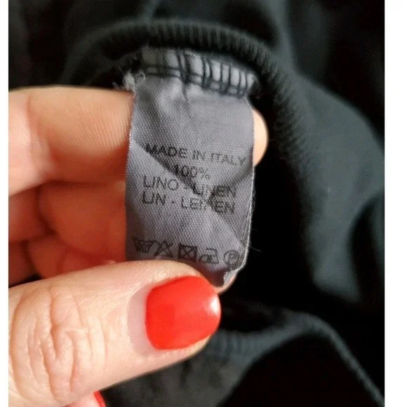 Inizio Italy Black 100% Linen Lagenlook Bubble Hem Midi Dress Womens S Art  Wear - Picture 6 of 13